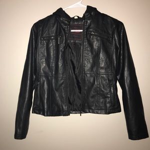 Yoki Faux Black Leather Jacket